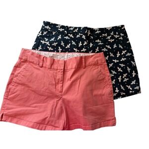 Loft Shorts Bundle Size 8 Coral Pink Chino and Black Bee Print Curvy 3.5" inseam